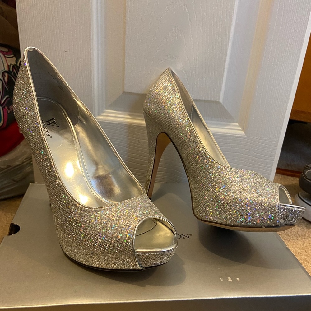 Silver, Sparkly Heels